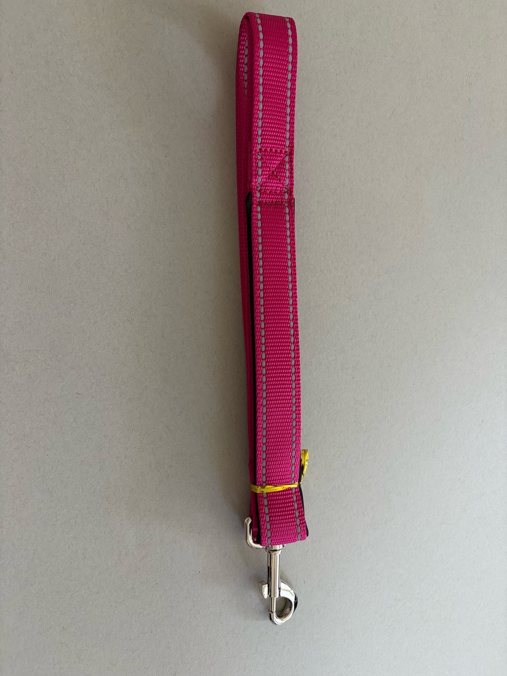 Pink 4 FT Nylon Dog Leash w/Silver Clip, Reflective Stitching & Padded Handle.